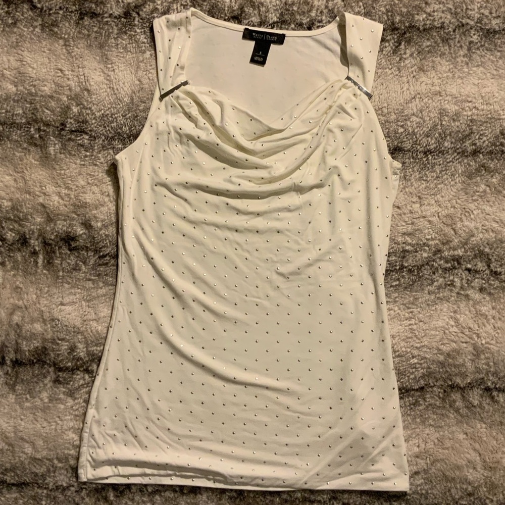 Women’s White House Black Market White Studded Sleeveless Top